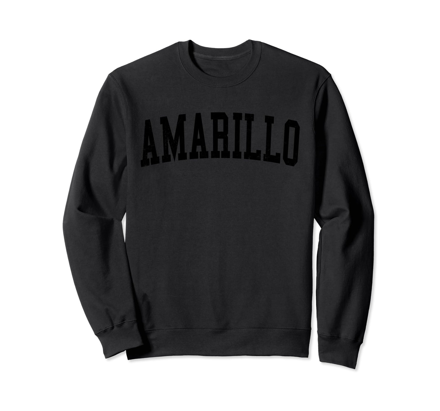 Amarillo Tx Distressed Black Sweatshirt - Minimalist Print for Adults - T-Shirt, Sweatshirt, Hoodie