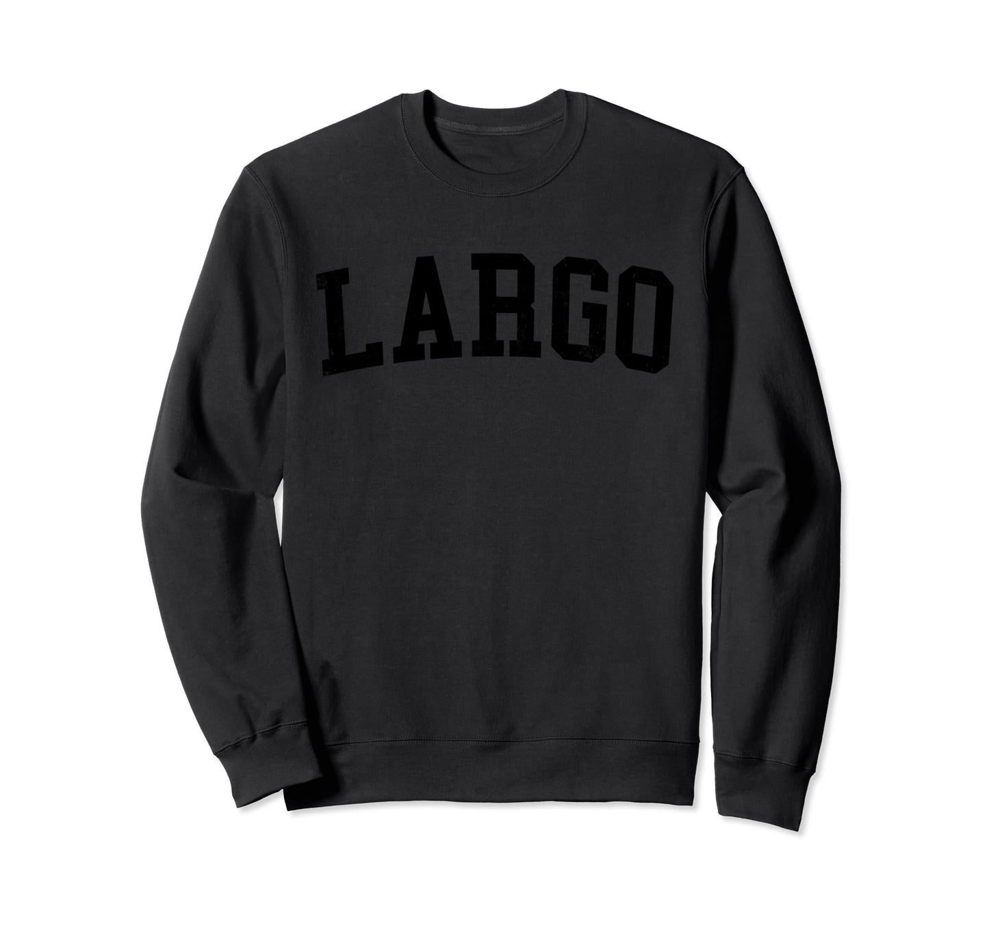Largo Fl Distressed Black Varsity Sweatshirt - Custom Art Print for Adults - T-Shirt, Sweatshirt, Hoodie