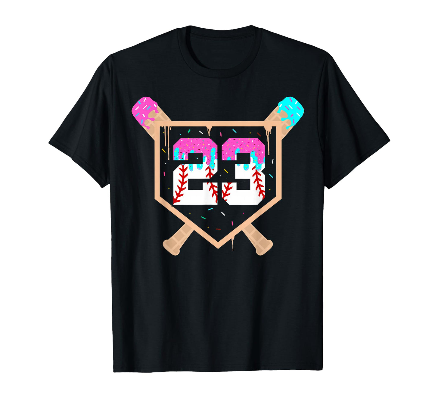 Baseball Ice Cream Drip Number 23 T-Shirt - Custom Art Print for Adults - T-Shirt, Sweatshirt, Hoodie