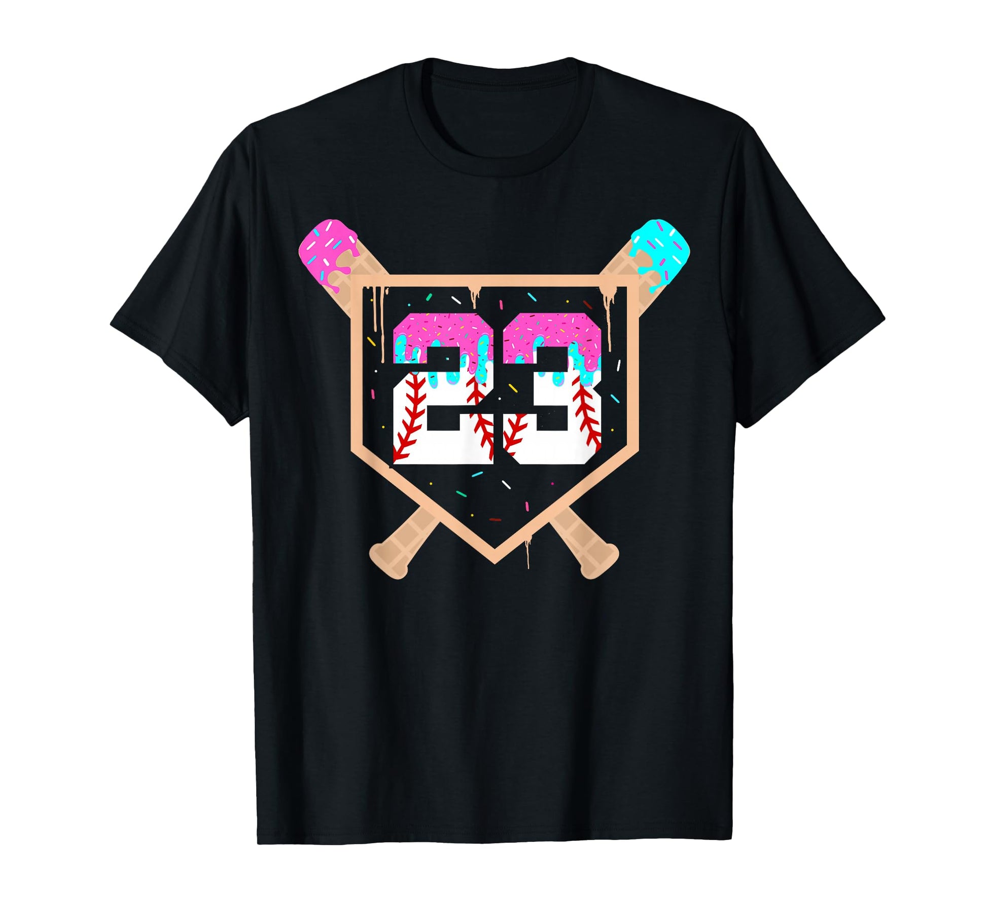 Baseball Ice Cream Drip Number 23 T-Shirt - Custom Art Print for Adults - T-Shirt, Sweatshirt, Hoodie