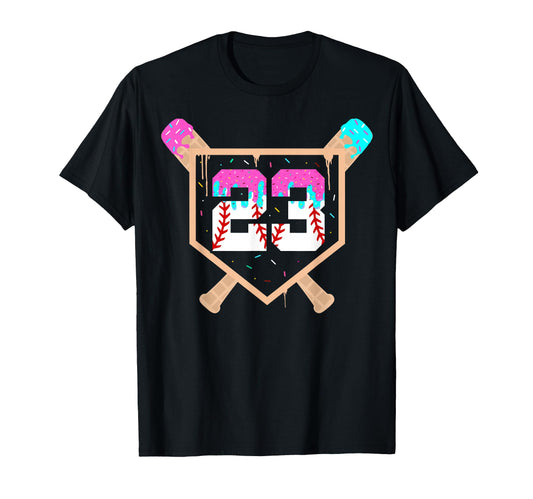 Baseball Ice Cream Drip Number 23 T-Shirt - Custom Art Print for Adults - T-Shirt, Sweatshirt, Hoodie