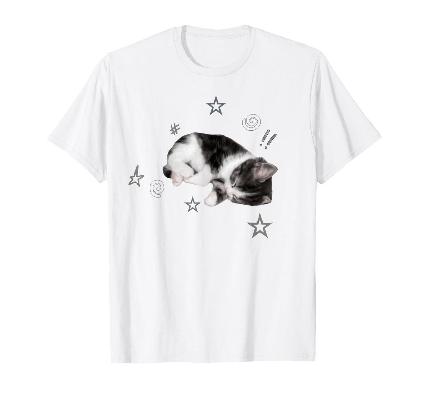 Sleeping Kitten Aesthetic Stars T-Shirt - Novelty Apparel for Adults - T-Shirt, Sweatshirt, Hoodie