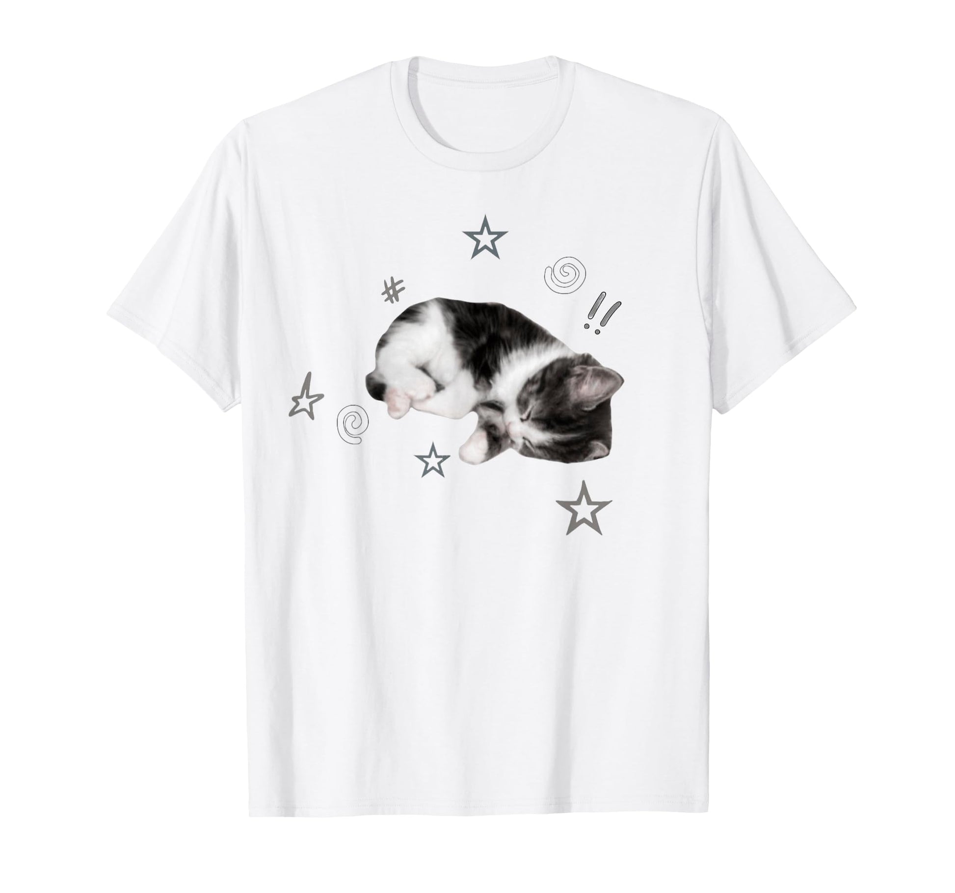 Sleeping Kitten Aesthetic Stars T-Shirt - Novelty Apparel for Adults - T-Shirt, Sweatshirt, Hoodie