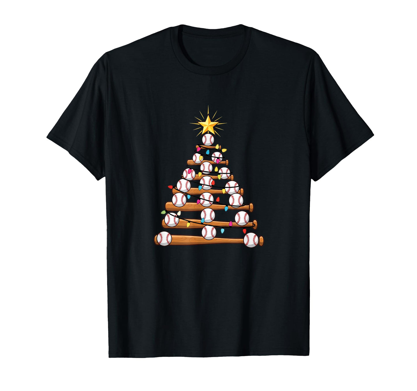 Baseball Tree Bats Balls Holiday T-Shirt - Casual Everyday Wear Men Women - T-Shirt, Sweatshirt, Hoodie