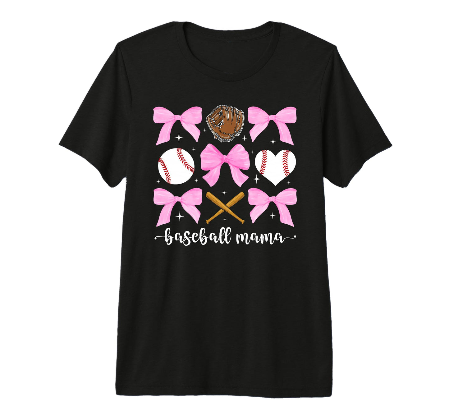 Baseball Mama Bow Baseball Mom Baseball T-Shirt - Trendy Graphic Men Women - T-Shirt, Sweatshirt, Hoodie