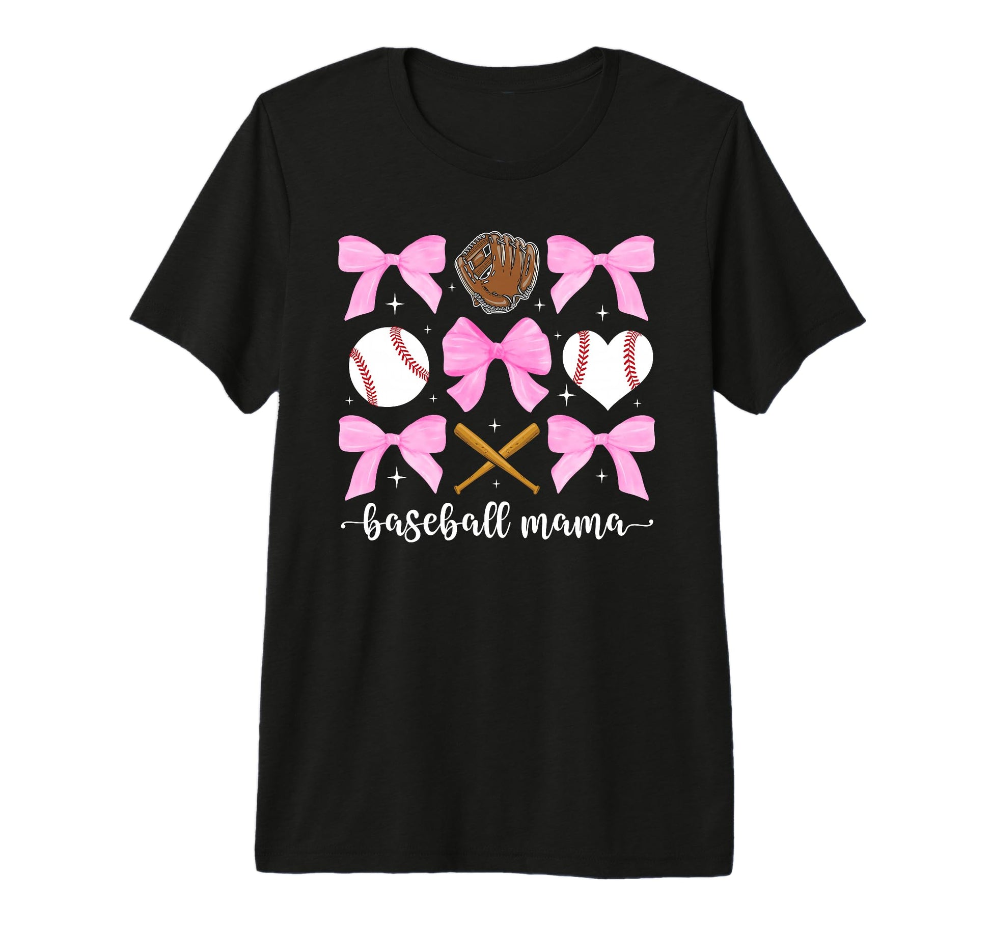 Baseball Mama Bow Baseball Mom Baseball T-Shirt - Trendy Graphic Men Women - T-Shirt, Sweatshirt, Hoodie