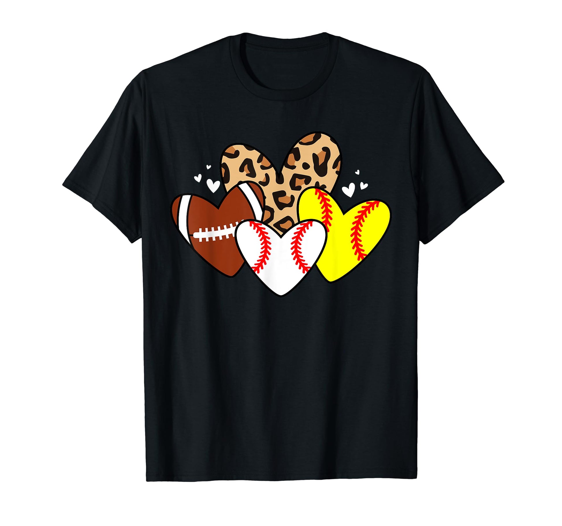 Baseball Softball Football Heart Funny T-Shirt - Novelty Apparel Unisex - T-Shirt, Sweatshirt, Hoodie