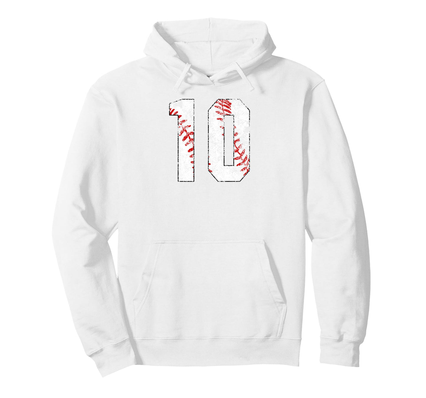 Distressed Baseball Number 10 Jersey Hoodie - Minimalist Print Unisex - T-Shirt, Sweatshirt, Hoodie