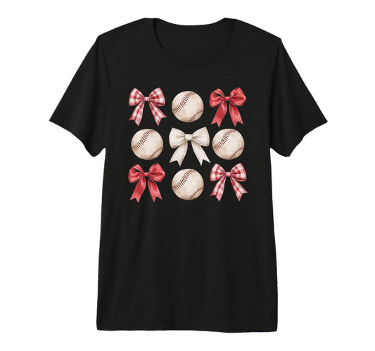 Baseball Coquette Bow Mom Sister Tri T-Shirt - Streetwear Style for Adults - T-Shirt, Sweatshirt, Hoodie