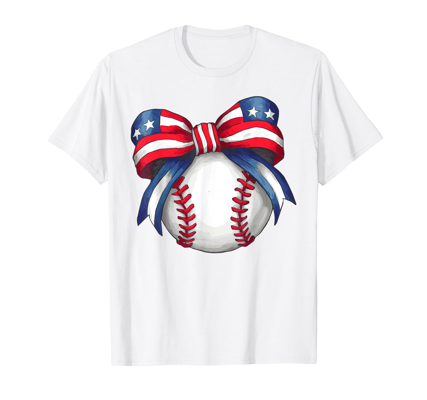 Baseball Coquette Bow 4Th July Patriotic T-Shirt - Custom Art Print Unisex - T-Shirt, Sweatshirt, Hoodie