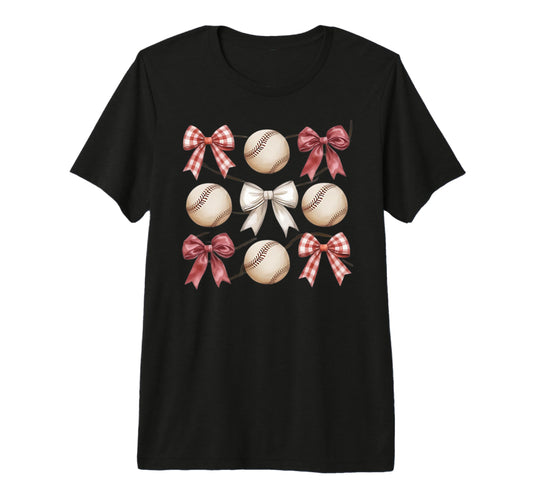 Baseball Coquette Bow Mom Sister Tri T-Shirt - Aesthetic Graphic Unisex - T-Shirt, Sweatshirt, Hoodie