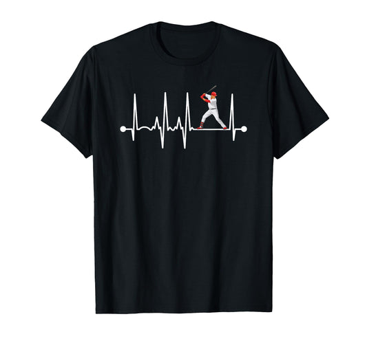 Baseball Heartbeat Gift Player Lover T-Shirt - Minimalist Print Men Women - T-Shirt, Sweatshirt, Hoodie