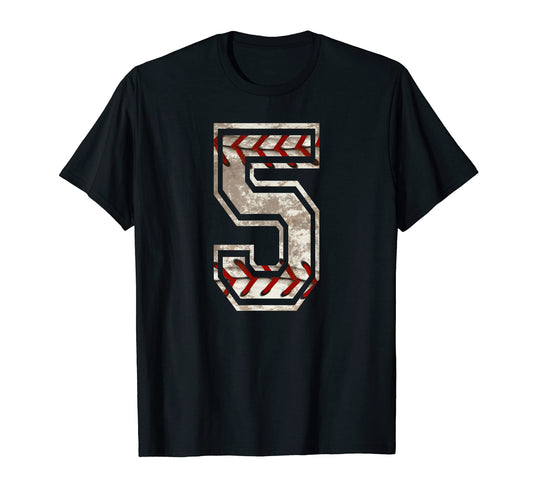 Baseball Jersey Number 5 Distressed T-Shirt - Minimalist Print for Adults - T-Shirt, Sweatshirt, Hoodie