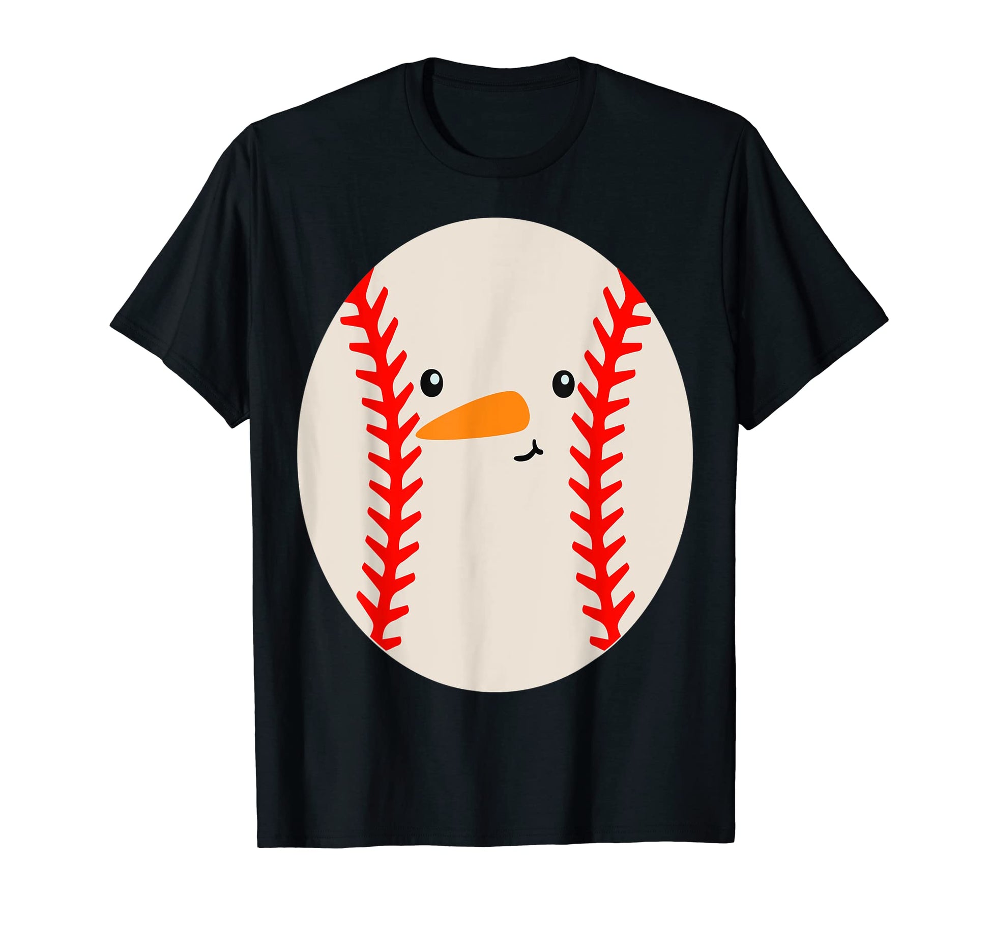 Funny Baseball Snowmans Face T-Shirt - Casual Everyday Wear Men Women - T-Shirt, Sweatshirt, Hoodie