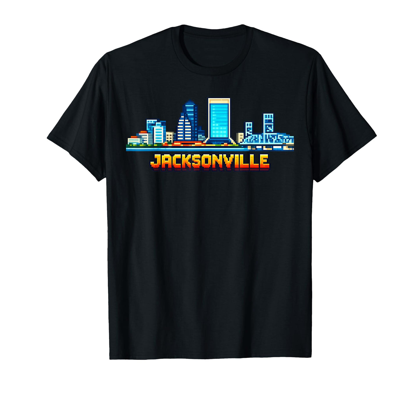Jacksonville 8 Bit Video Arcade Gamer T-Shirt - Custom Art Print Men Women - T-Shirt, Sweatshirt, Hoodie