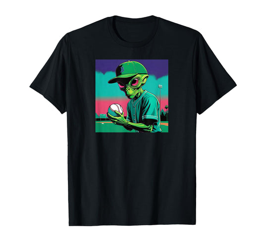 Alien Pitcher Baseball Extraterrestrial T-Shirt - Novelty Apparel Men Women - T-Shirt, Sweatshirt, Hoodie