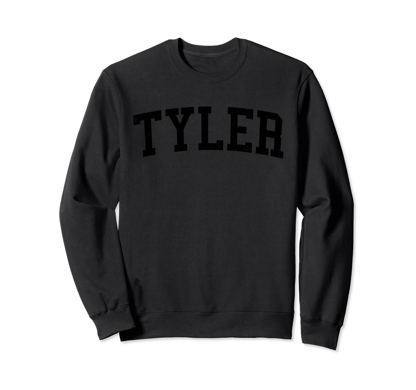 Tyler Tx Distressed Black Varsity Sweatshirt - Trendy Graphic Men Women - T-Shirt, Sweatshirt, Hoodie