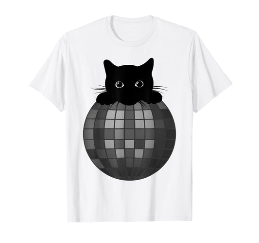 Aesthetic Disco Ball Gothic Black Cat T-Shirt - Trendy Graphic Men Women - T-Shirt, Sweatshirt, Hoodie