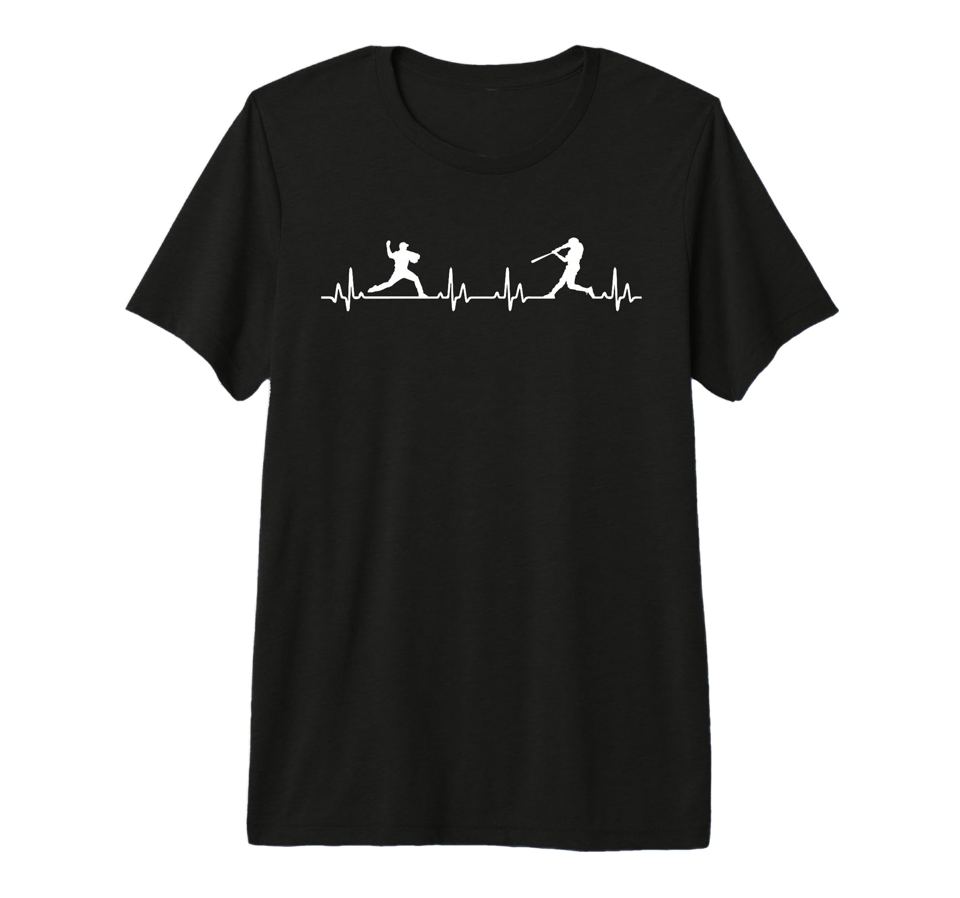 Heartbeat Baseball Players And Fans T-Shirt - Minimalist Print for Adults - T-Shirt, Sweatshirt, Hoodie