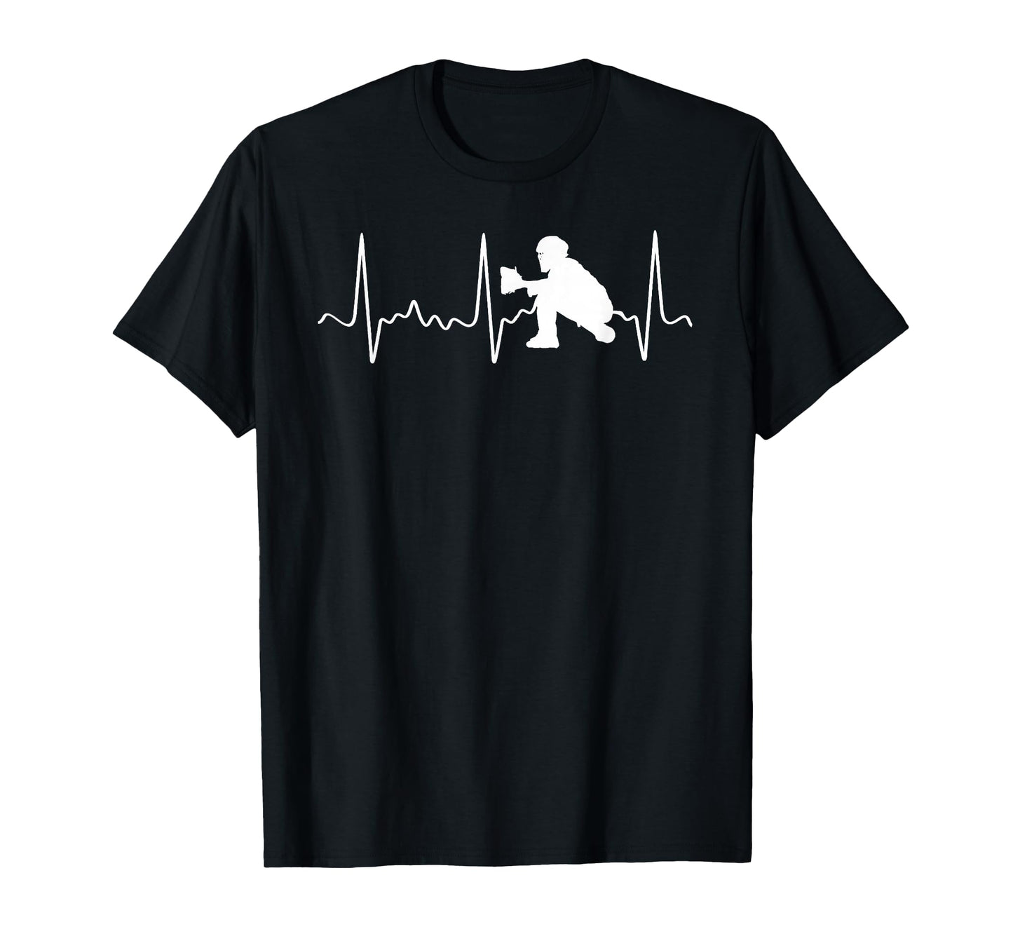 Baseball Heartbeat Catcher White T-Shirt - Minimalist Print Men Women - T-Shirt, Sweatshirt, Hoodie