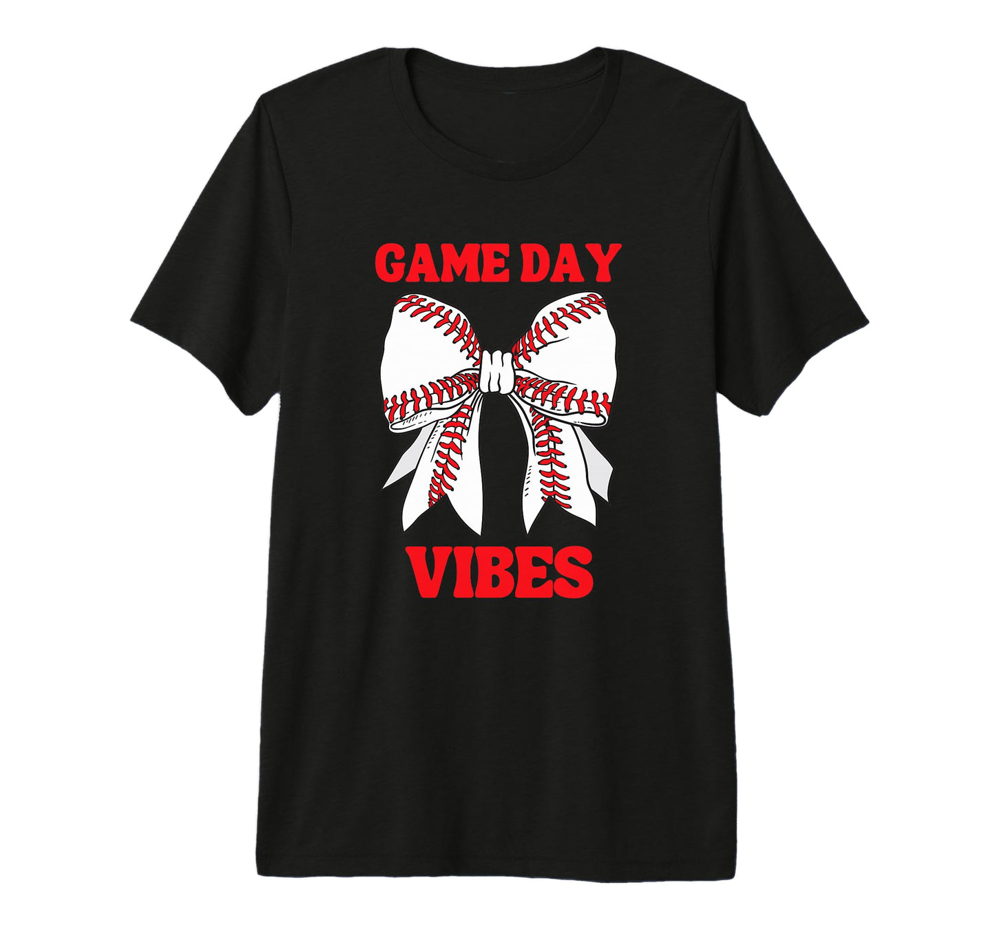 Game Day Vibes Coquette Bow Baseball T-Shirt - Minimalist Print Unisex - T-Shirt, Sweatshirt, Hoodie