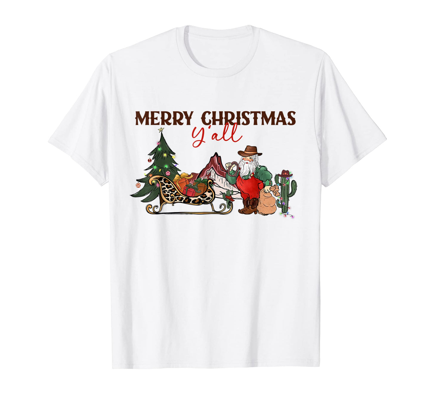 Merry Yall Cowboy Santa Western T-Shirt - Streetwear Style Men Women - T-Shirt, Sweatshirt, Hoodie