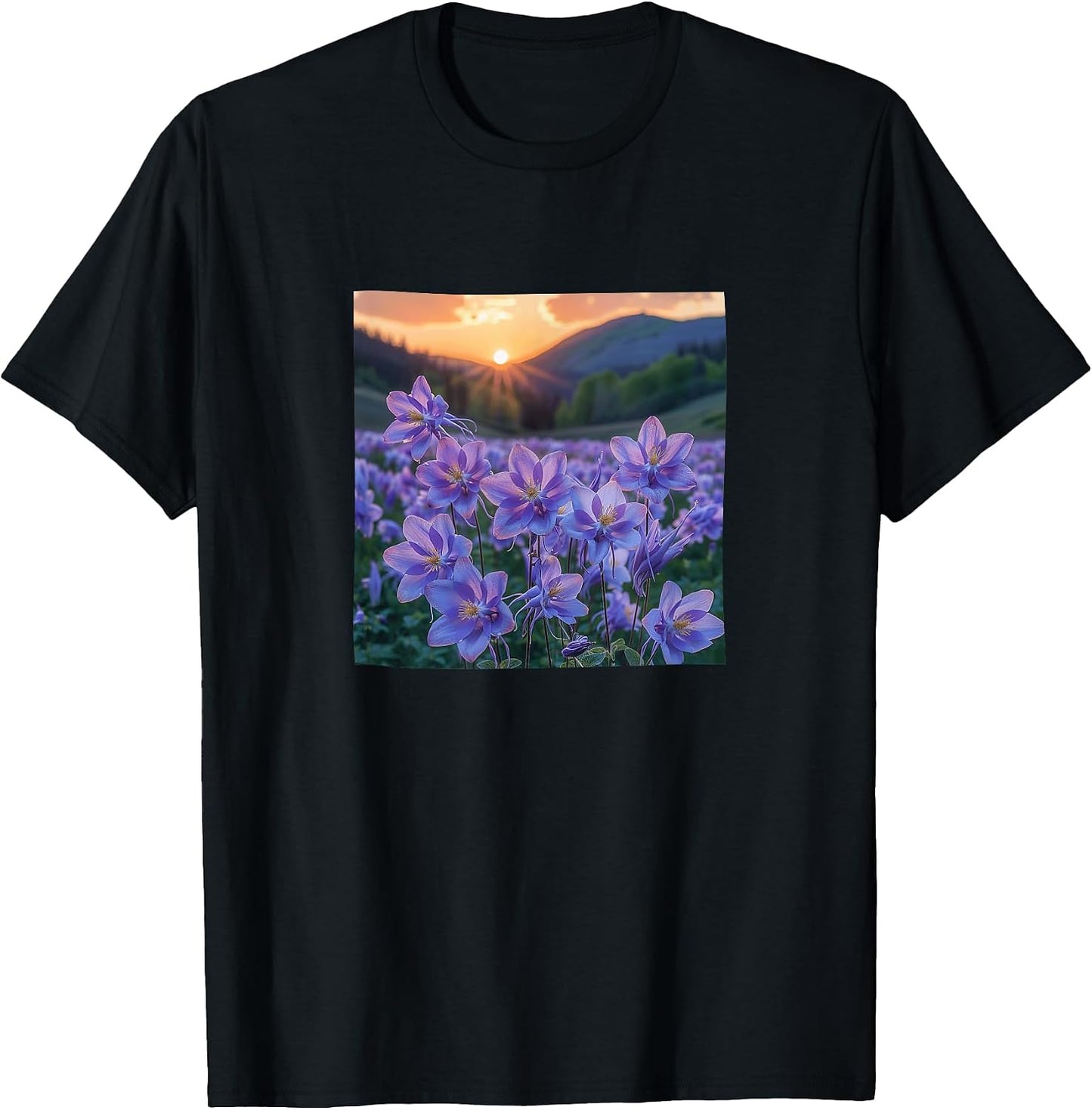 Columbine Flower Field Beautiful Sunset Merch - Adult & Kids T-Shirts, Sweatshirts & Hoodies apparel design preview 1
