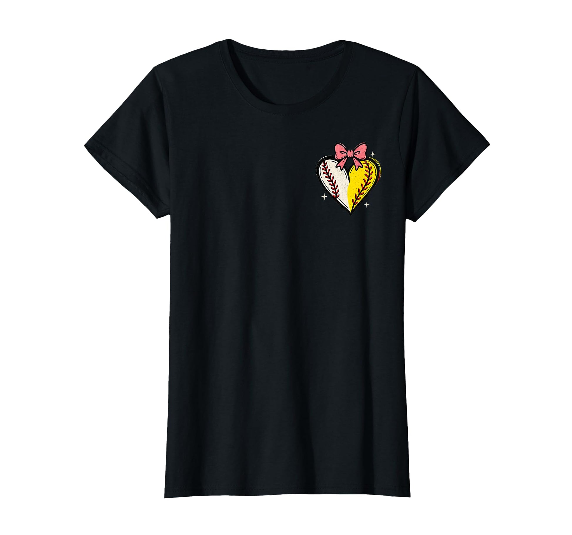 Baseball Mom Coquette Bow Heart T-Shirt - Minimalist Print for Adults - T-Shirt, Sweatshirt, Hoodie