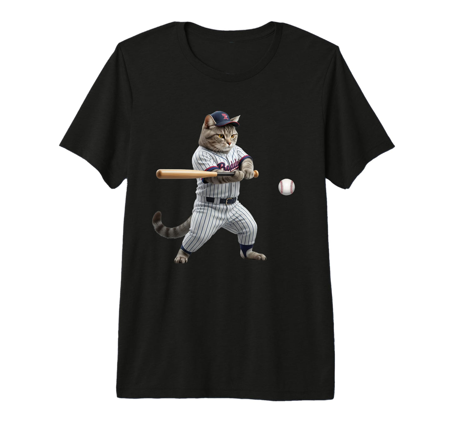 Powerful Grey Cat Slugger Funny Feline T-Shirt - Minimalist Print Unisex - T-Shirt, Sweatshirt, Hoodie