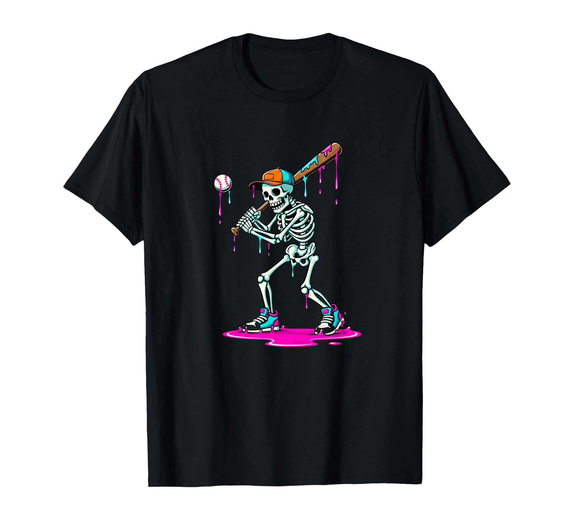 Halloween Skeleton Baseball Batter T-Shirt - Trendy Graphic Men Women - T-Shirt, Sweatshirt, Hoodie