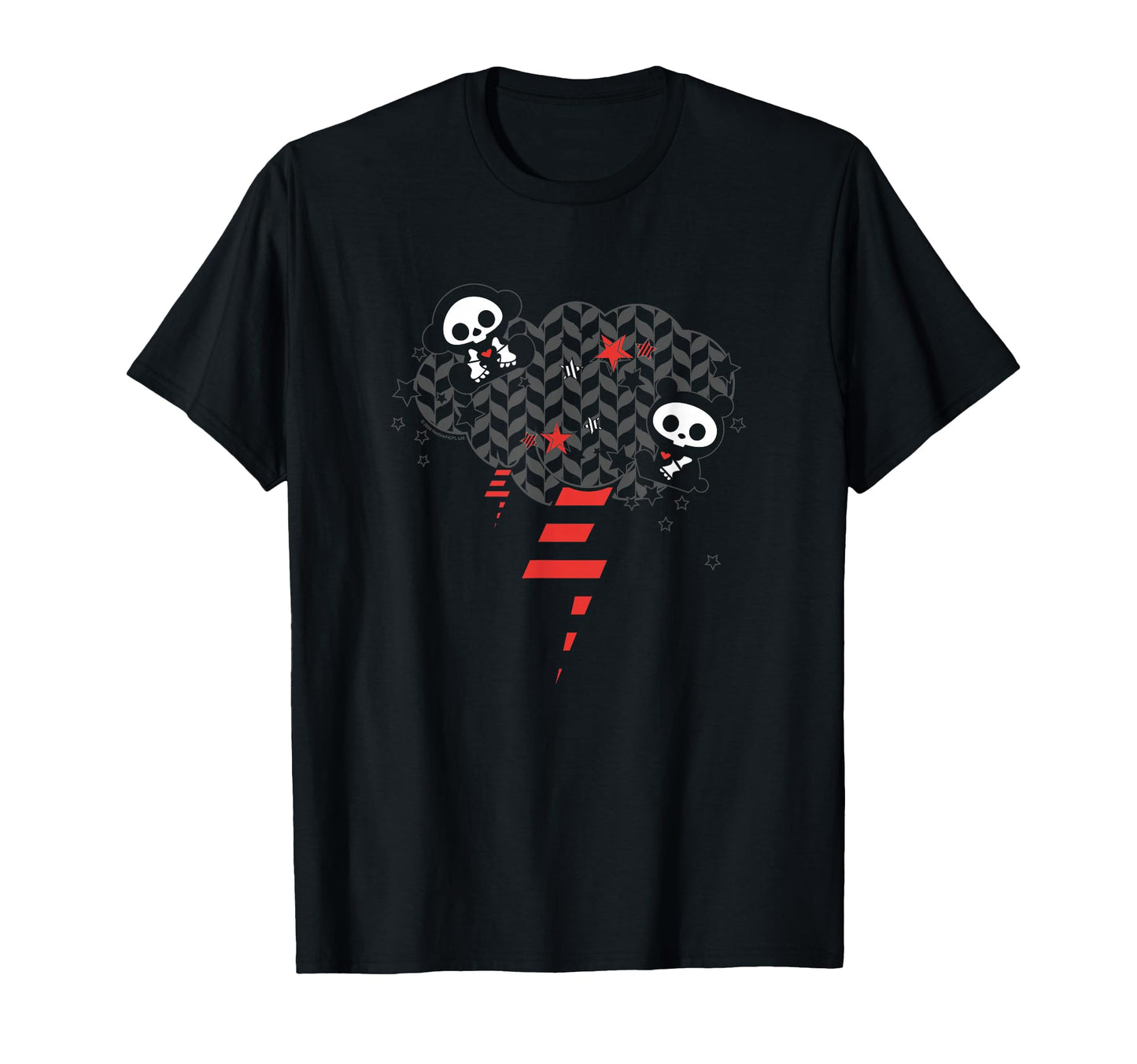 Skelanimals Panda Rocker Striped T-Shirt - Aesthetic Graphic Men Women - T-Shirt, Sweatshirt, Hoodie