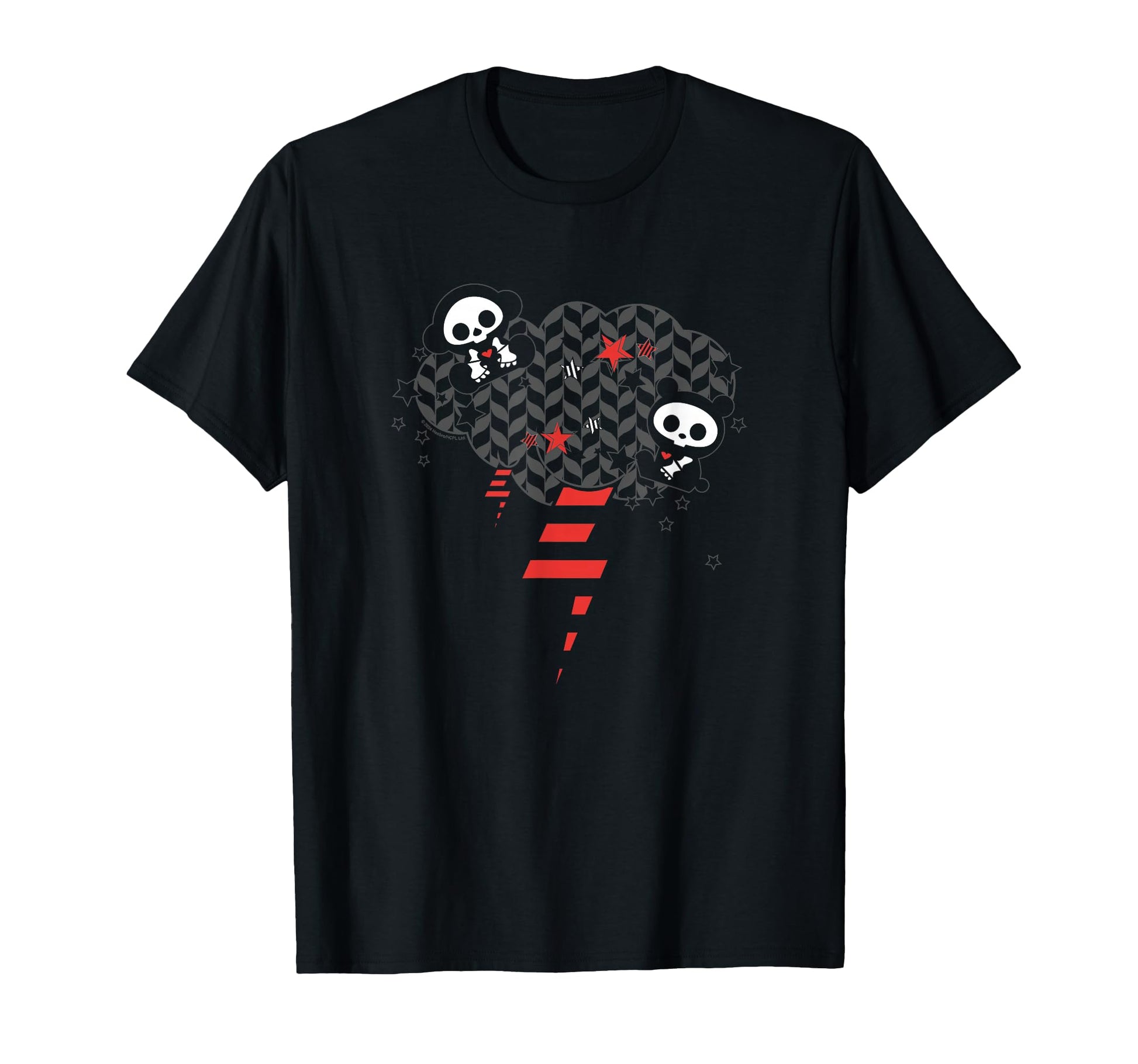 Skelanimals Panda Rocker Striped T-Shirt - Aesthetic Graphic Men Women - T-Shirt, Sweatshirt, Hoodie