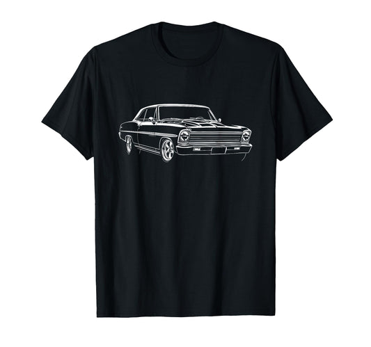 1966 1967 Nova Ss Muscle Car Silhouette Pro T-Shirt - Graphic Print Unisex - T-Shirt, Sweatshirt, Hoodie