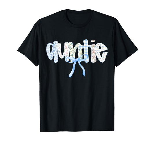Auntie Floral Bow Grandmillennial Pattern T-Shirt - Unique Graphic Unisex - T-Shirt, Sweatshirt, Hoodie