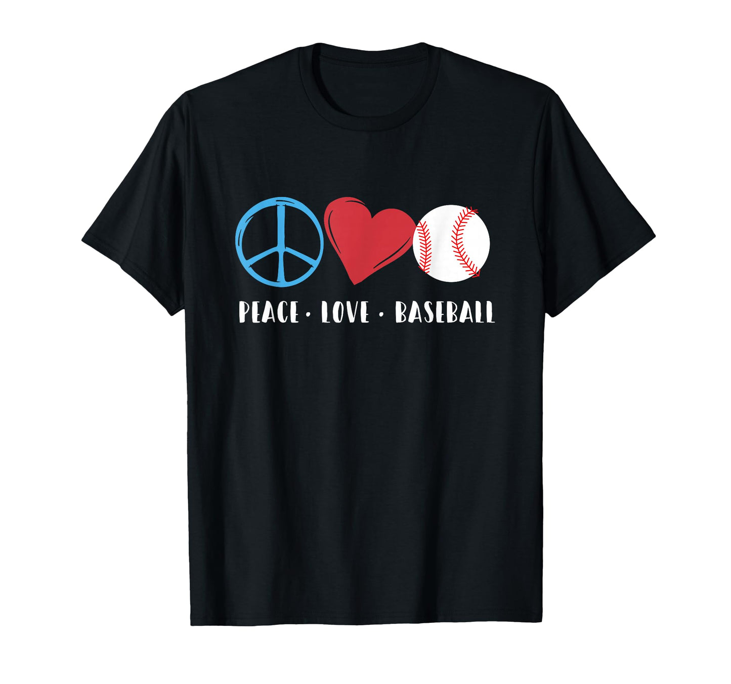 Peace Love Baseball Funny Baseball T-Shirt - Unique Graphic for Adults - T-Shirt, Sweatshirt, Hoodie