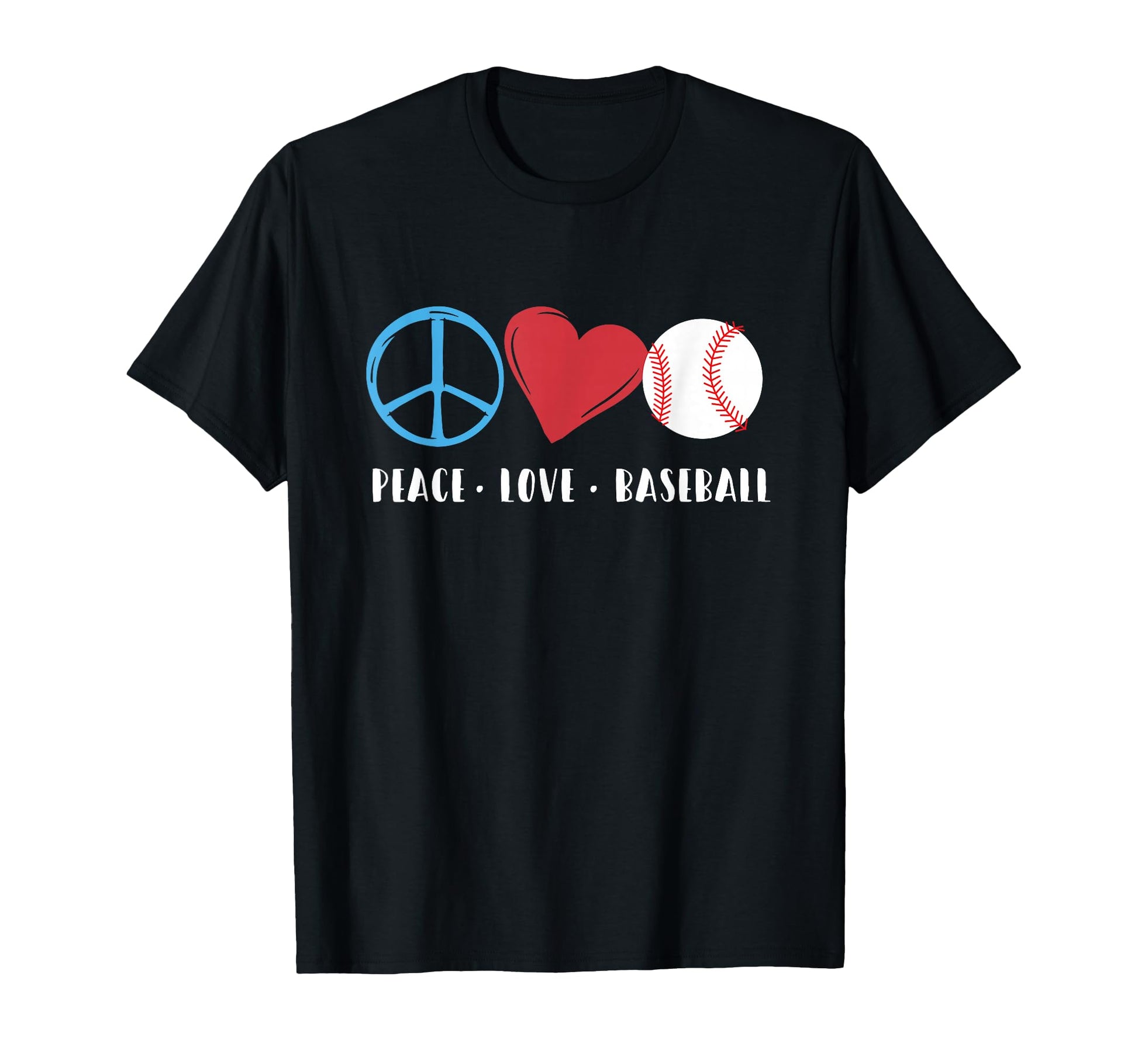 Peace Love Baseball Funny Baseball T-Shirt - Unique Graphic for Adults - T-Shirt, Sweatshirt, Hoodie