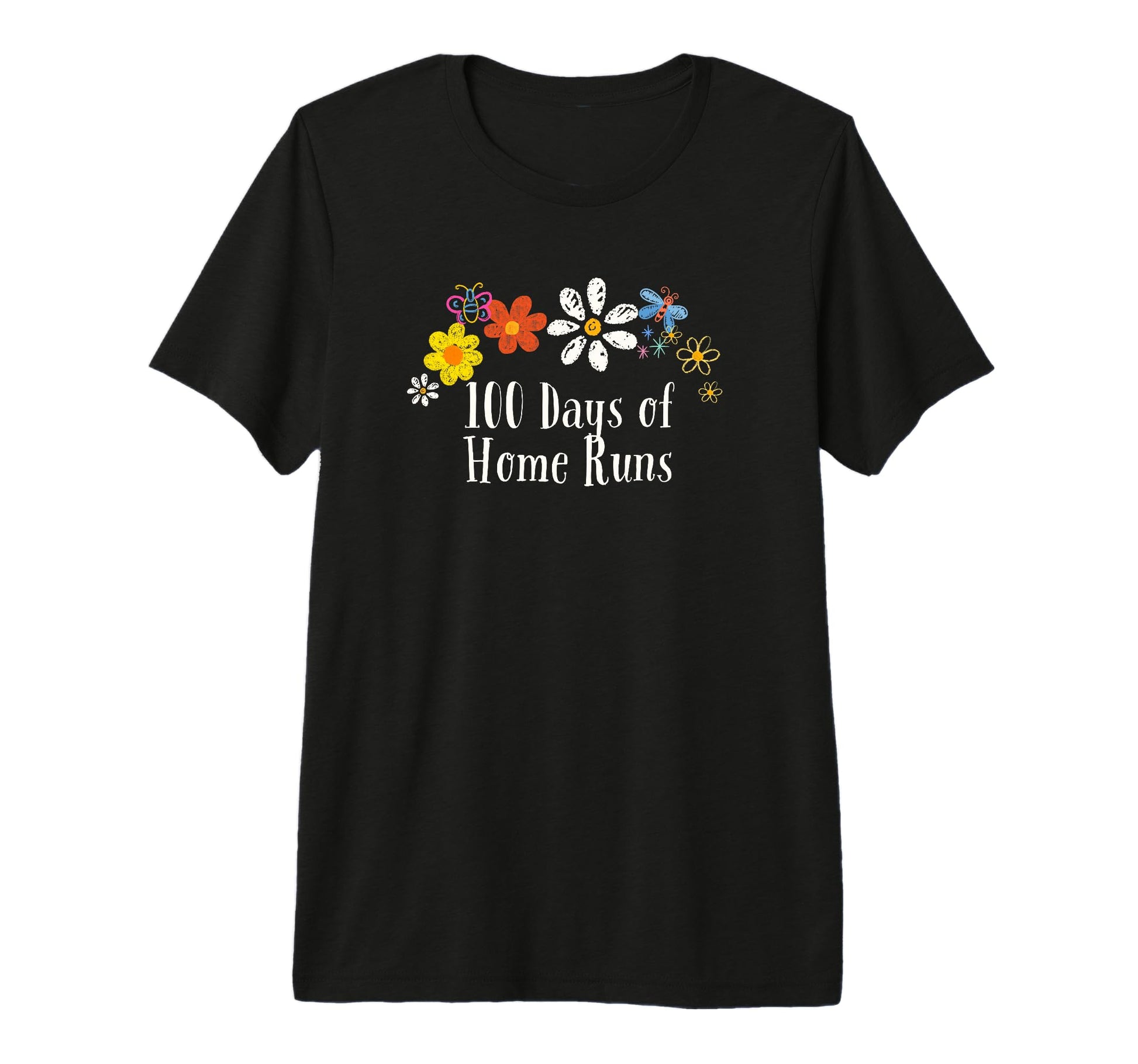 Funny 100 Days Home Runs Flowers Tri T-Shirt - Graphic Print Men Women - T-Shirt, Sweatshirt, Hoodie