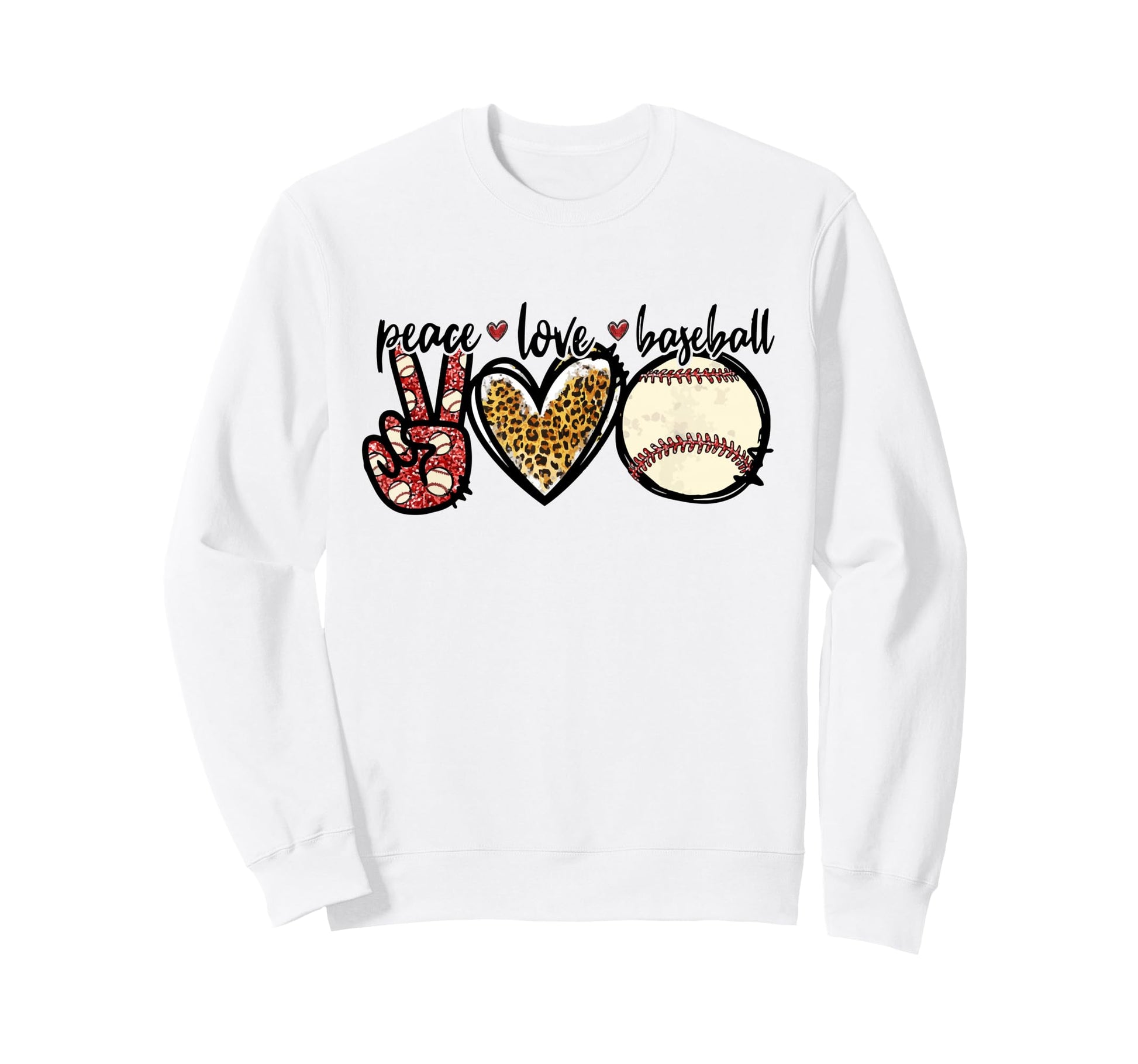 Peace Love Baseball Mom Leopard Sweatshirt - Trendy Graphic Men Women - T-Shirt, Sweatshirt, Hoodie