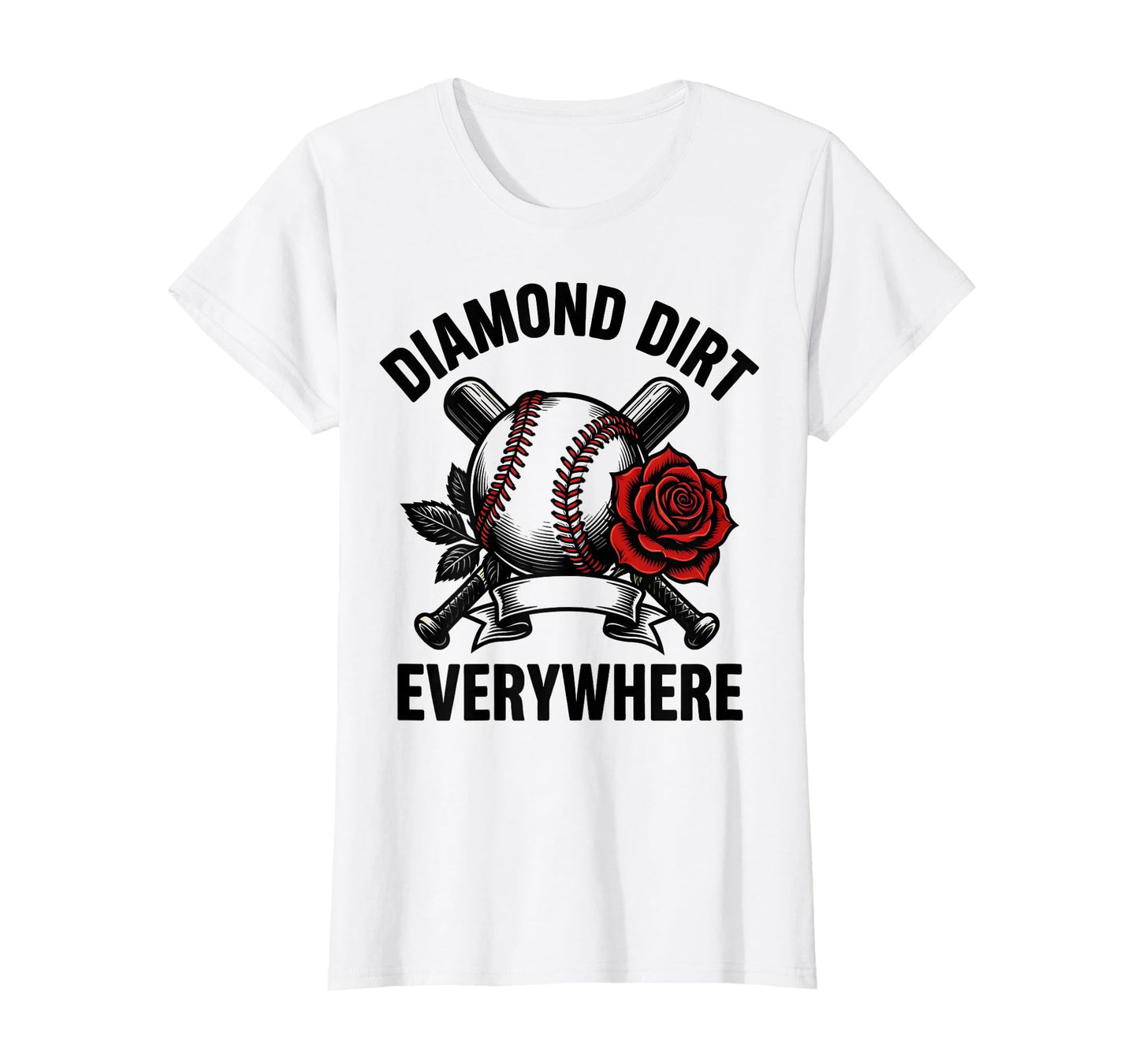 Diamond Dirt Everywhere Baseball Mama T-Shirt - Minimalist Print for Adults - T-Shirt, Sweatshirt, Hoodie