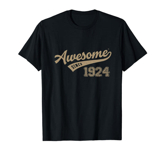 Awesome Since 1924 Old School T-Shirt - Custom Art Print for Adults - T-Shirt, Sweatshirt, Hoodie