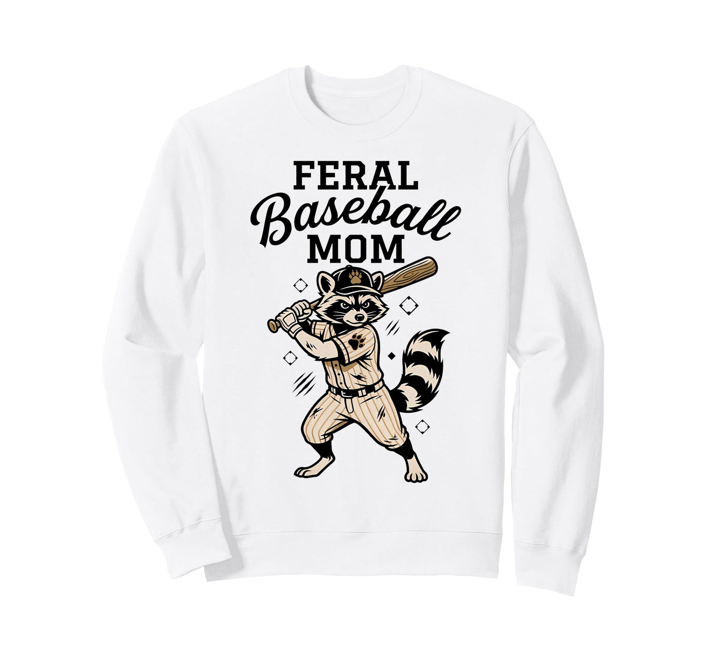Raccoon Feral Baseball Mom Trash Sweatshirt - Aesthetic Graphic Unisex - T-Shirt, Sweatshirt, Hoodie