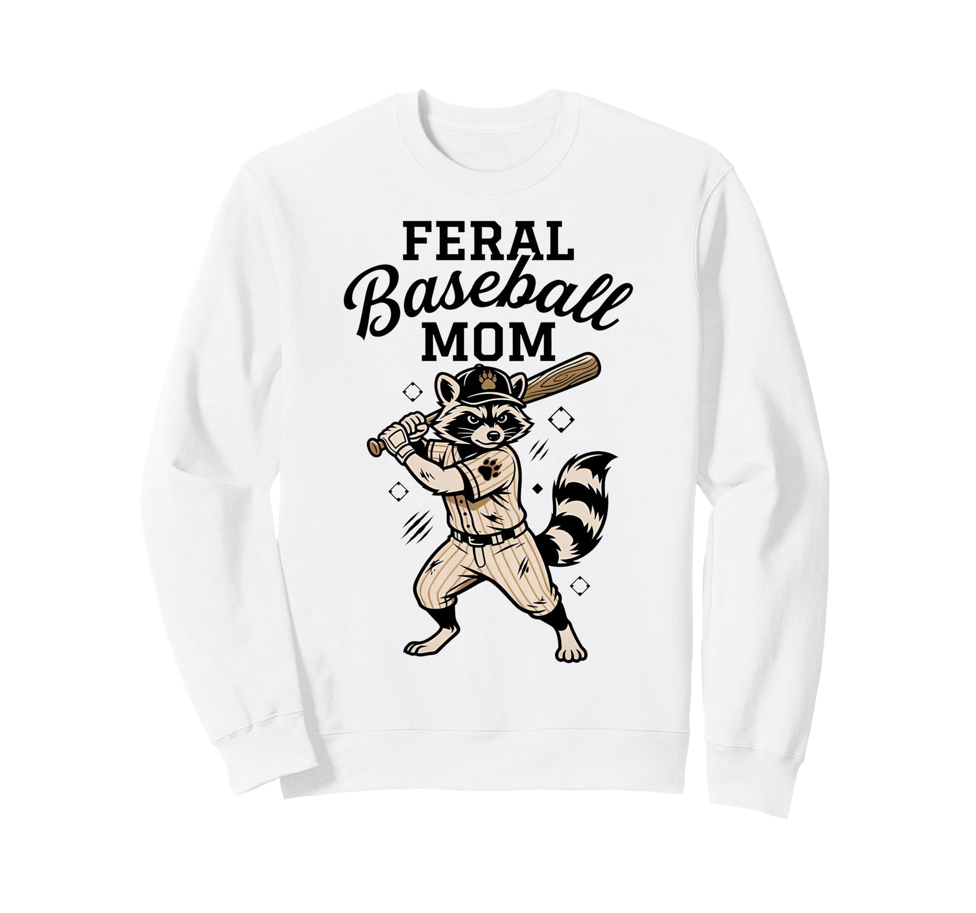 Raccoon Feral Baseball Mom Trash Sweatshirt - Aesthetic Graphic Unisex - T-Shirt, Sweatshirt, Hoodie