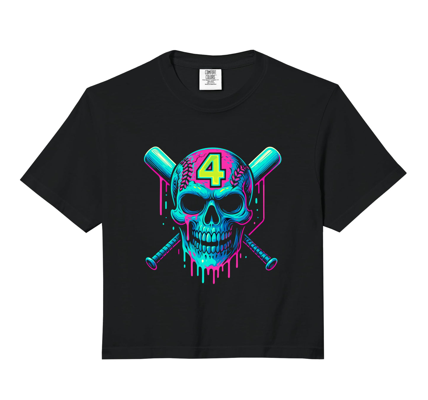 Baseball Skull Drip 4Th Birthday 4 Hoodie - Custom Art Print Men Women - T-Shirt, Sweatshirt, Hoodie