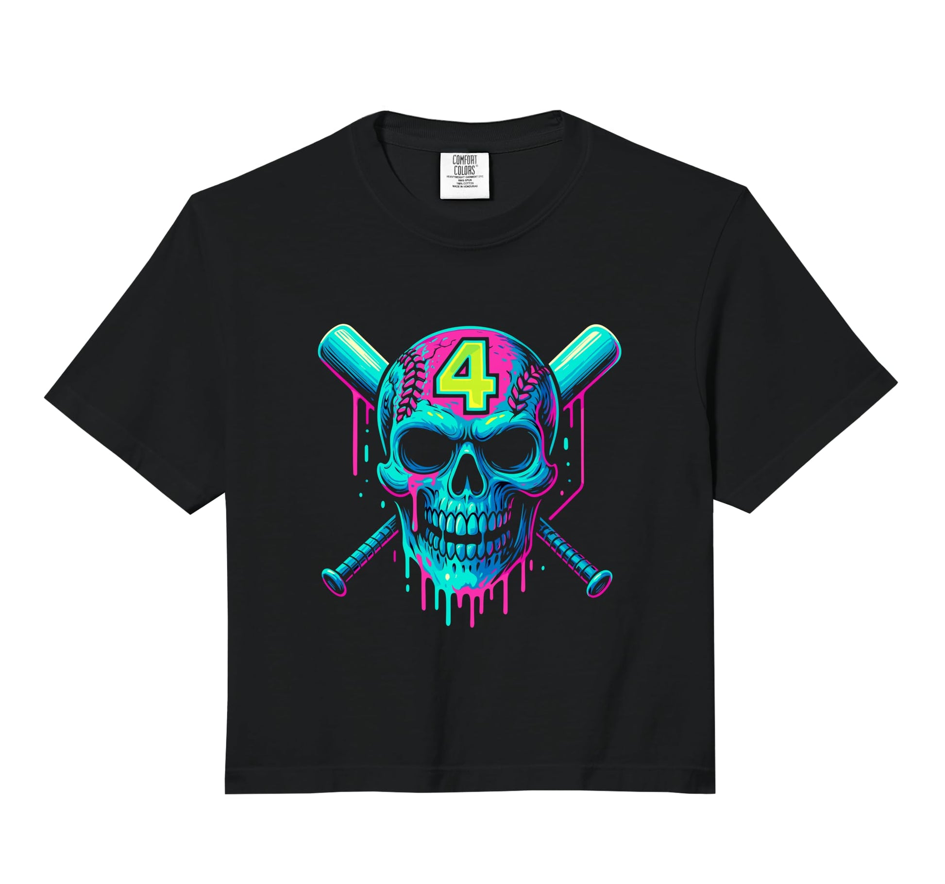 Baseball Skull Drip 4Th Birthday 4 Hoodie - Custom Art Print Men Women - T-Shirt, Sweatshirt, Hoodie
