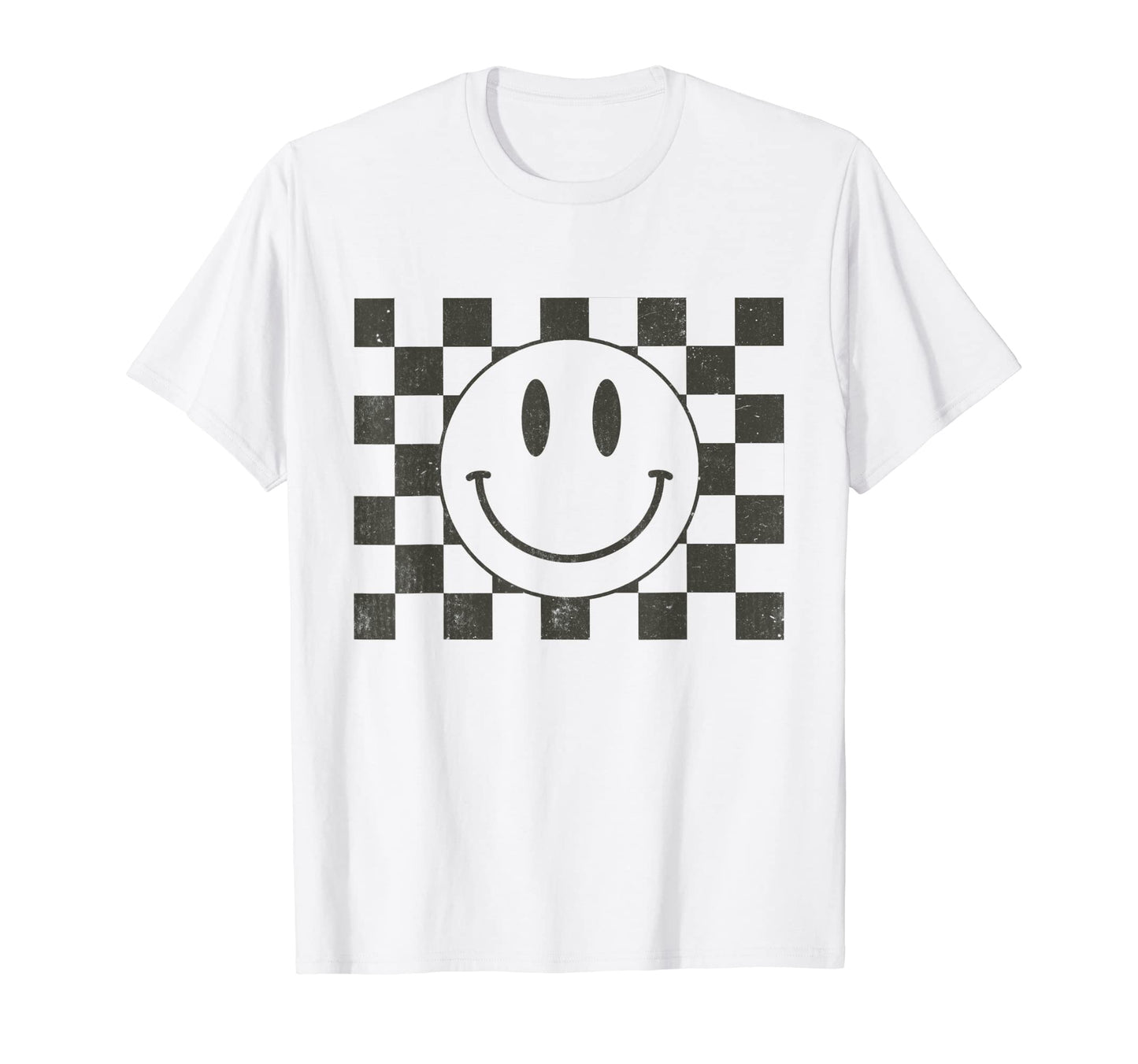 Checkered Smile Face Trendy Y2K 90S T-Shirt - Novelty Apparel Men Women - T-Shirt, Sweatshirt, Hoodie
