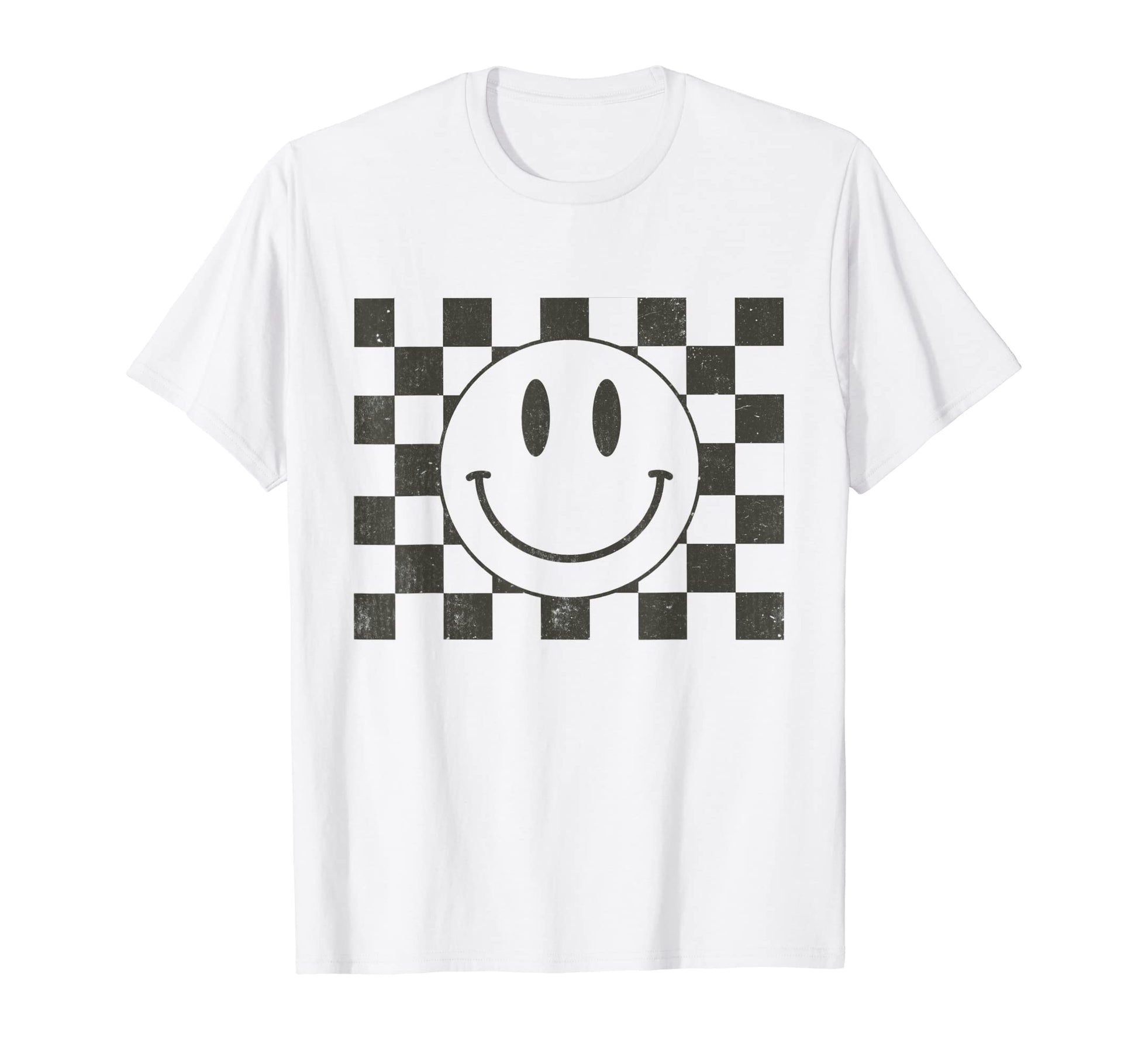 Checkered Smile Face Trendy Y2K 90S T-Shirt - Novelty Apparel Men Women - T-Shirt, Sweatshirt, Hoodie