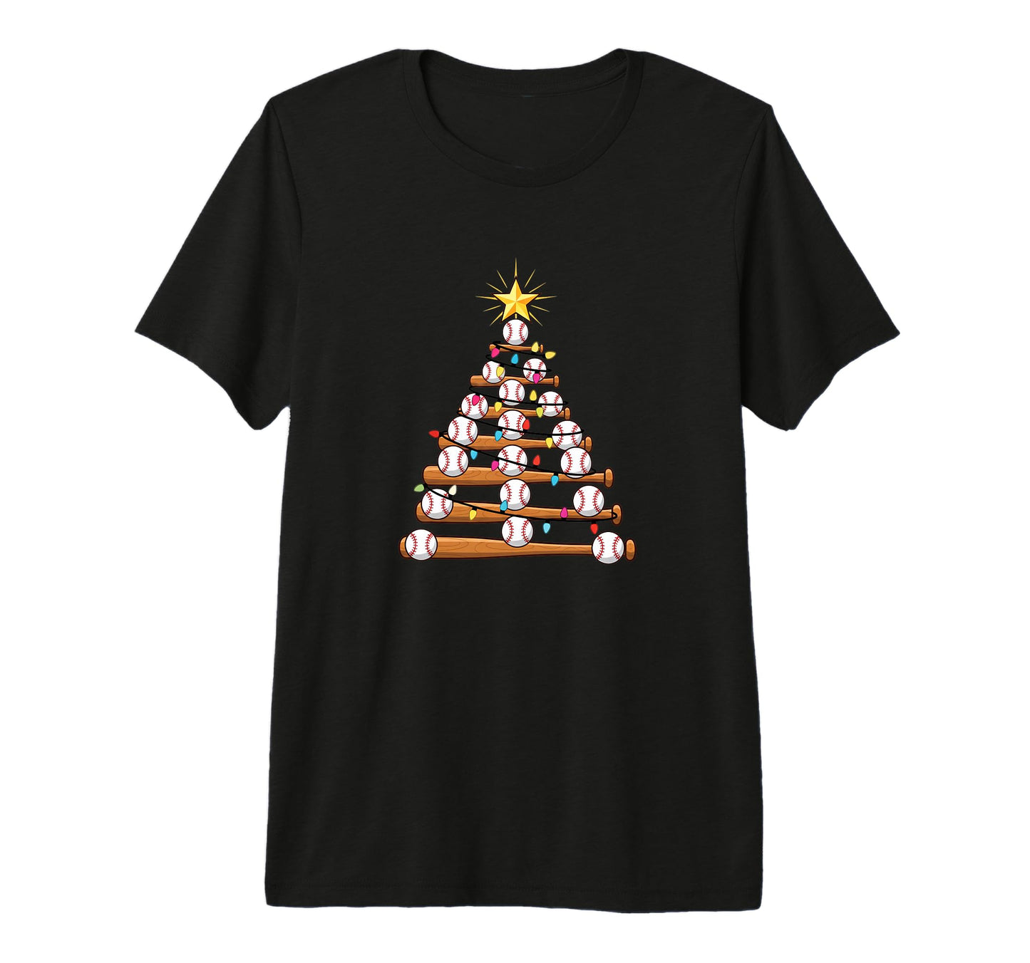 Baseball Tree Bats Balls Holiday T-Shirt - Streetwear Style for Adults - T-Shirt, Sweatshirt, Hoodie