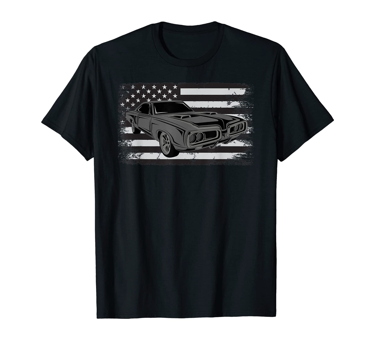 1960S Muscle Car American Flag T-Shirt - Aesthetic Graphic for Adults - T-Shirt, Sweatshirt, Hoodie