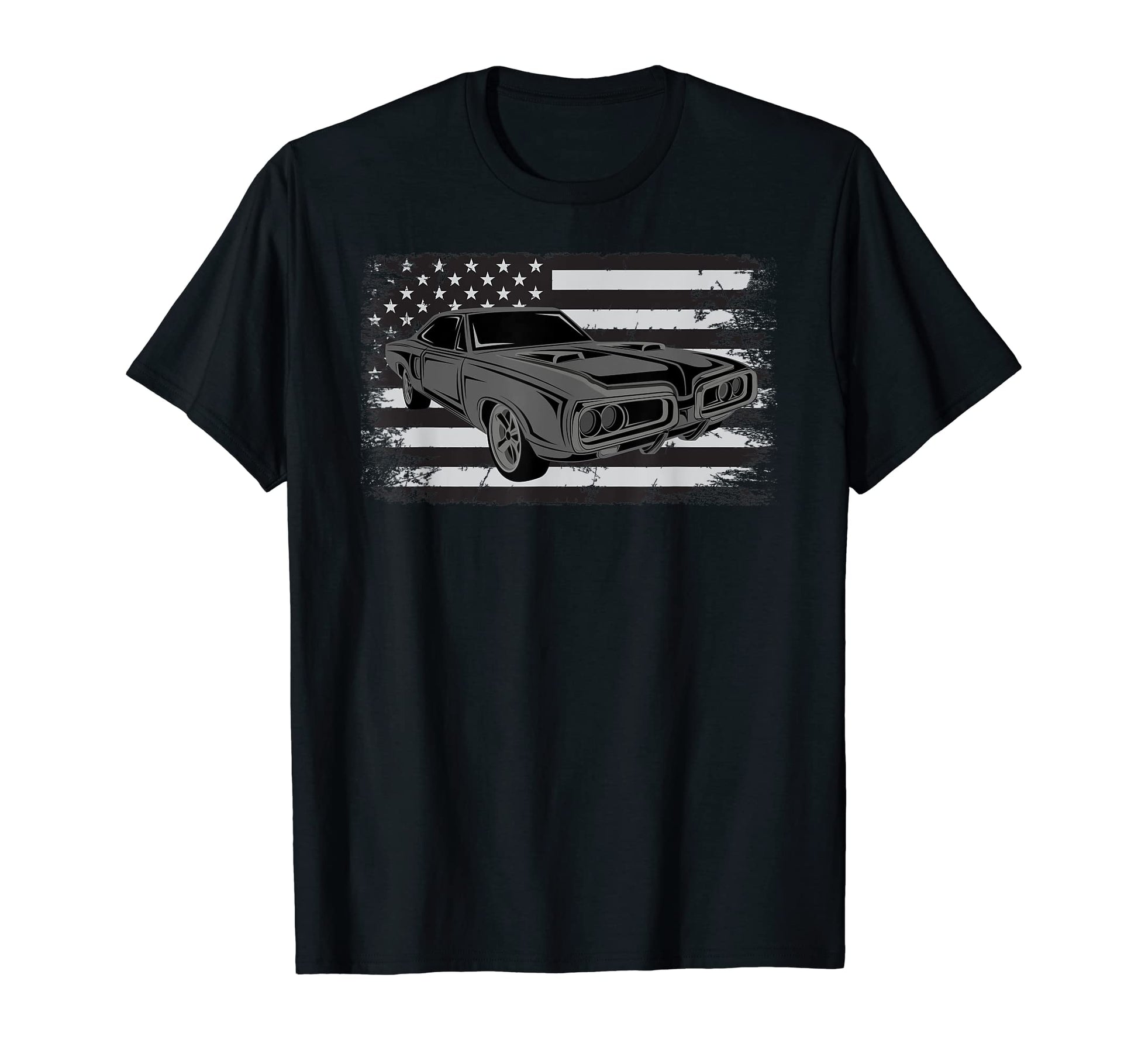 1960S Muscle Car American Flag T-Shirt - Aesthetic Graphic for Adults - T-Shirt, Sweatshirt, Hoodie