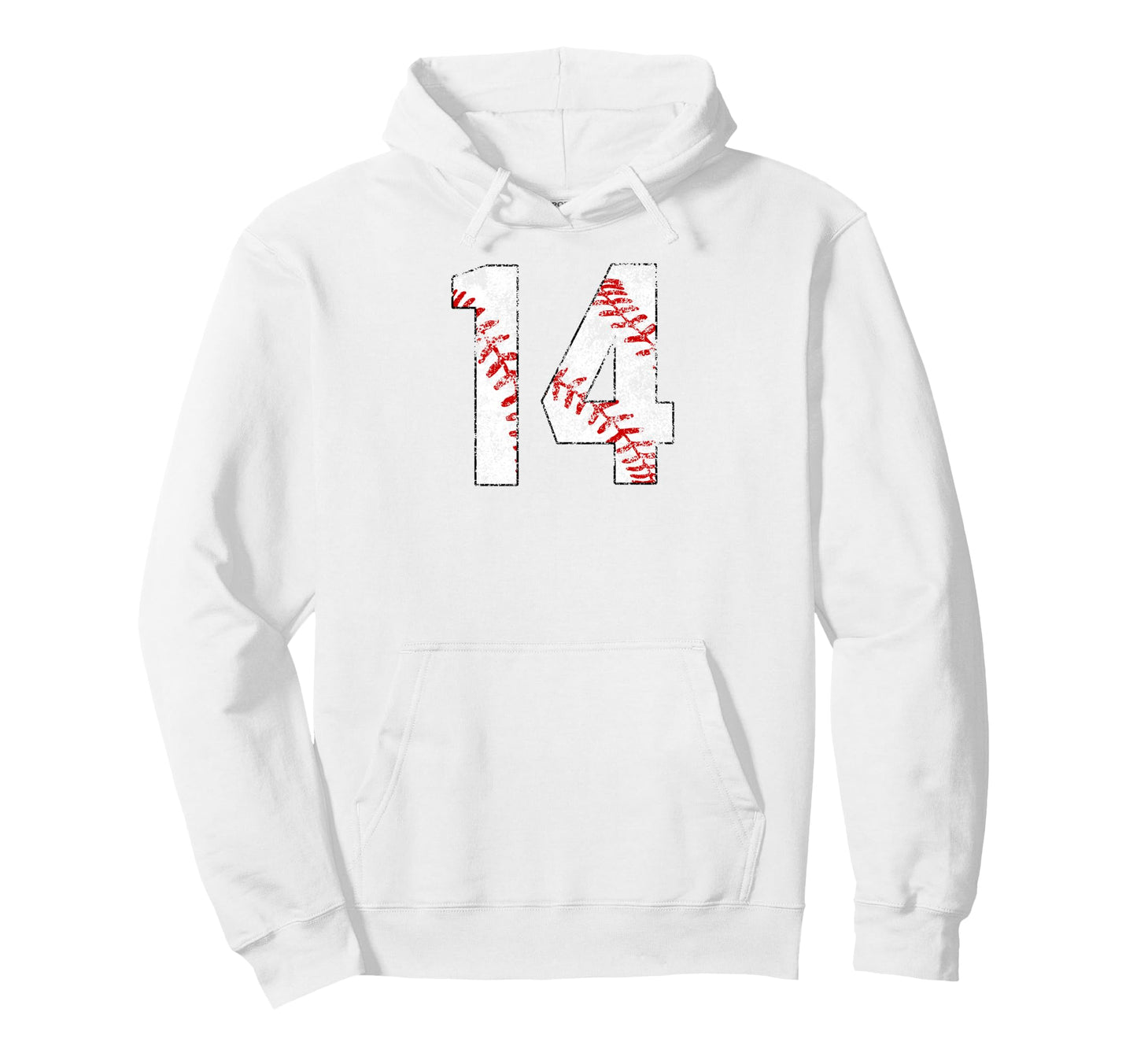 Distressed Baseball Number 14 Jersey Player Hoodie - Graphic Print Unisex - T-Shirt, Sweatshirt, Hoodie